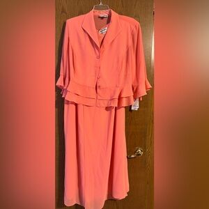 Danny & Nicole Vibrant Coral 3/4 Sleeve Dress